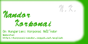 nandor korponai business card